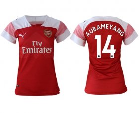 Wholesale Cheap Women\'s Arsenal #14 Aubameyang Home Soccer Club Jersey