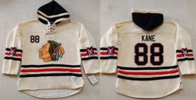 Wholesale Cheap Blackhawks #88 Patrick Kane Cream Heavyweight Pullover Hoodie Stitched NHL Jersey