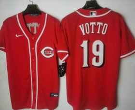 Wholesale Cheap Men\'s Cincinnati Reds #19 Joey Votto Red Stitched MLB Cool Base Nike Jersey