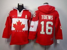 Wholesale Cheap Olympic CA. #16 Jonathan Toews Red Sawyer Hooded Sweatshirt Stitched NHL Jersey