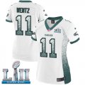 Wholesale Cheap Nike Eagles #11 Carson Wentz White Super Bowl LII Women's Stitched NFL Elite Drift Fashion Jersey