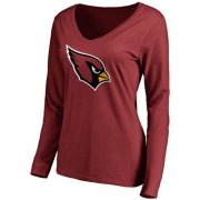 Wholesale Cheap Women's Arizona Cardinals Pro Line Primary Team Logo Slim Fit Long Sleeve T-Shirt Red