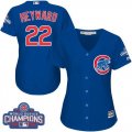 Wholesale Cheap Cubs #22 Jason Heyward Blue Alternate 2016 World Series Champions Women's Stitched MLB Jersey