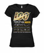 Wholesale Cheap Green Bay Packers 100 Seasons Memories Women's T-Shirt Black