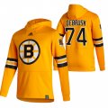 Wholesale Cheap Boston Bruins #74 Jake Debrusk Adidas Reverse Retro Pullover Hoodie Gold