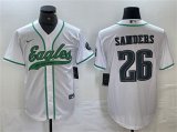 Cheap Men's Philadelphia Eagles #26 Saquon Barkley White Cool Base Baseball Stitched Jersey
