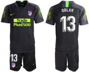 Wholesale Cheap Atletico Madrid #13 Oblak Black Goalkeeper Soccer Club Jersey