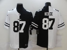 Wholesale Cheap Men\'s Kansas City Chiefs #87 Travis Kelce White Black Peaceful Coexisting 2020 Vapor Untouchable Stitched NFL Nike Limited Jersey