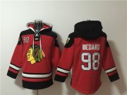 Wholesale Cheap Men's Chicago Blackhawks #98 Connor Bedard Red Lace-Up Pullover Hoodie