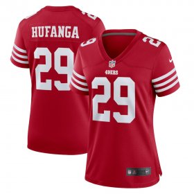 Wholesale Cheap Women\'s San Francisco 49ers Talanoa Hufanga Nike Scarlet Game Player Jersey