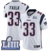 Wholesale Cheap Nike Patriots #33 Kevin Faulk White Super Bowl LIII Bound Men's Stitched NFL Vapor Untouchable Limited Jersey