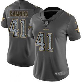 Wholesale Cheap Nike Saints #41 Alvin Kamara Gray Static Women\'s Stitched NFL Vapor Untouchable Limited Jersey
