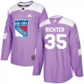 Wholesale Cheap Adidas Rangers #35 Mike Richter Purple Authentic Fights Cancer Stitched NHL Jersey