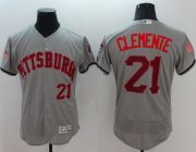 Wholesale Cheap Pirates #21 Roberto Clemente Grey Fashion Stars & Stripes Flexbase Authentic Stitched MLB Jersey