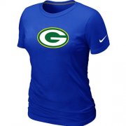 Wholesale Cheap Women's Nike Green Bay Packers Logo NFL T-Shirt Blue