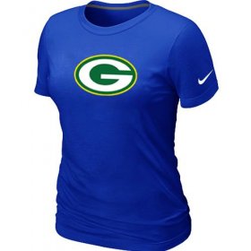 Wholesale Cheap Women\'s Nike Green Bay Packers Logo NFL T-Shirt Blue