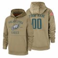 Wholesale Cheap Philadelphia Eagles Custom Nike Tan 2019 Salute To Service Name & Number Sideline Therma Pullover Hoodie