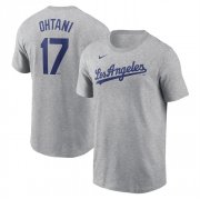 Cheap Men's Los Angeles Dodgers #17 Shohei Ohtani Gray 2024 Fuse Name & Number T-Shirt
