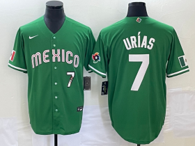 Wholesale Cheap Men\'s Mexico Baseball #7 Julio Urias Number Green 2023 World Baseball Classic Stitched Jersey4
