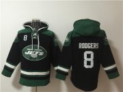Wholesale Cheap Men's New York Jets #8 Aaron Rodgers Black Ageless Must-Have Lace-Up Pullover Hoodie