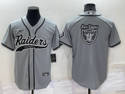 Wholesale Cheap Men's Las Vegas Raiders Grey Team Big Logo With Patch Cool Base Stitched Baseball Jersey