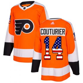Wholesale Cheap Adidas Flyers #14 Sean Couturier Orange Home Authentic USA Flag Stitched Youth NHL Jersey
