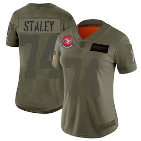 Wholesale Cheap Nike 49ers #74 Joe Staley Camo Women\'s Stitched NFL Limited 2019 Salute to Service Jersey