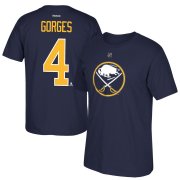 Wholesale Cheap Buffalo Sabres #4 Josh Gorges Reebok Name & Number T-Shirt Navy
