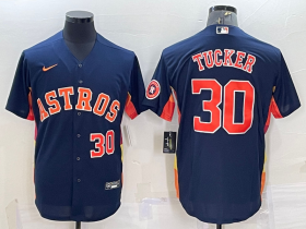 Wholesale Cheap Men\'s Houston Astros #30 Kyle Tucker Number Navy Blue With Patch Stitched MLB Cool Base Nike Jersey