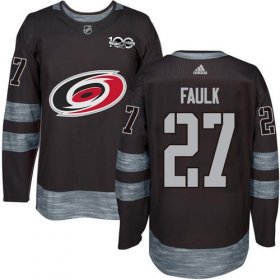 Wholesale Cheap Adidas Hurricanes #27 Justin Faulk Black 1917-2017 100th Anniversary Stitched NHL Jersey