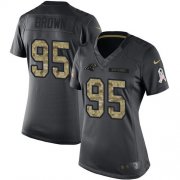 Wholesale Cheap Nike Panthers #95 Derrick Brown Black Women's Stitched NFL Limited 2016 Salute to Service Jersey