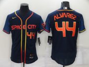 Wholesale Cheap Men's Houston Astros #44 Yordan Alvarez Number 2022 Navy Blue City Connect Flex Base Stitched Baseball Jersey