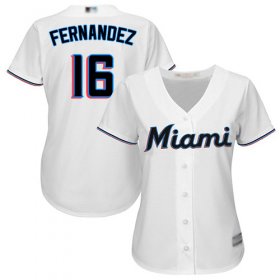 Wholesale Cheap Marlins #16 Jose Fernandez White Home Women\'s Stitched MLB Jersey