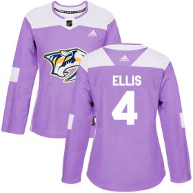 Wholesale Cheap Adidas Predators #4 Ryan Ellis Purple Authentic Fights Cancer Women\'s Stitched NHL Jersey