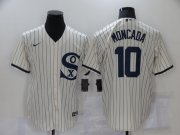Wholesale Cheap Men's Chicago White Sox #10 Yoan Moncada 2021 Cream Field of Dreams Name Cool Base Stitched Nike Jersey