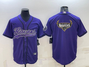 Wholesale Cheap Men's Baltimore Ravens Purple Team Big Logo With Patch Cool Base Stitched Baseball Jersey