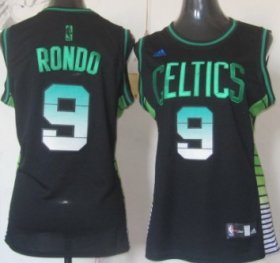 Wholesale Cheap Boston Celtics #9 Rajon Rondo Vibe Black Fashion Womens Jersey