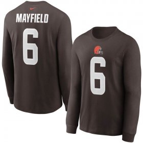 Wholesale Cheap Cleveland Browns #6 Baker Mayfield Nike Player Name & Number Long Sleeve T-Shirt Brown