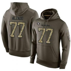 Wholesale Cheap NFL Men\'s Nike Oakland Raiders #77 Lyle Alzado Stitched Green Olive Salute To Service KO Performance Hoodie