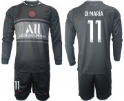 Wholesale Cheap Men 2021-2022 ClubParis Saint-GermainSecond away black Long Sleeve 11 Soccer Jersey