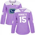Wholesale Cheap Adidas Canucks #15 Derek Dorsett Purple Authentic Fights Cancer Women's Stitched NHL Jersey