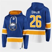 Wholesale Cheap Men's Buffalo Sabres #26 Rasmus Dahlin Royal Ageless Must-Have Lace-Up Pullover Hoodie