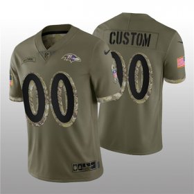 Wholesale Cheap Men\'s Baltimore Ravens ACTIVE PLAYER Custom 2022 Olive Salute To Service Limited Stitched Jersey
