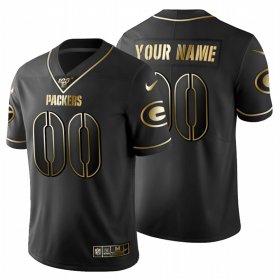 Wholesale Cheap Green Bay Packers Custom Men\'s Nike Black Golden Limited NFL 100 Jersey