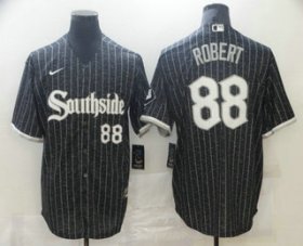 Wholesale Cheap Men\'s Chicago White Sox #88 Luis Robert Black With Small Number 2021 City Connect Stitched MLB Cool Base Nike Jersey
