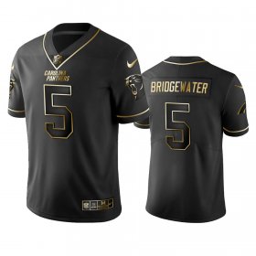 Wholesale Cheap Panthers #5 Teddy Bridgewater Men\'s Stitched NFL Vapor Untouchable Limited Black Golden Jersey
