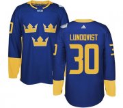 Wholesale Cheap Team Sweden #30 Henrik Lundqvist Blue 2016 World Cup Stitched NHL Jersey
