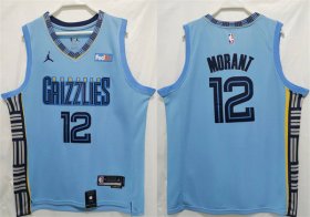 Wholesale Cheap Men\'s Memphis Grizzlies #12 Ja Morant Blue Stitched Jersey