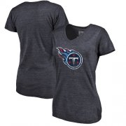 Wholesale Cheap Women's Tennessee Titans NFL Pro Line by Fanatics Branded Navy Distressed Team Logo Tri-Blend T-Shirt