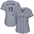 Wholesale Cheap Rockies #19 Charlie Blackmon Grey Road Women's Stitched MLB Jersey